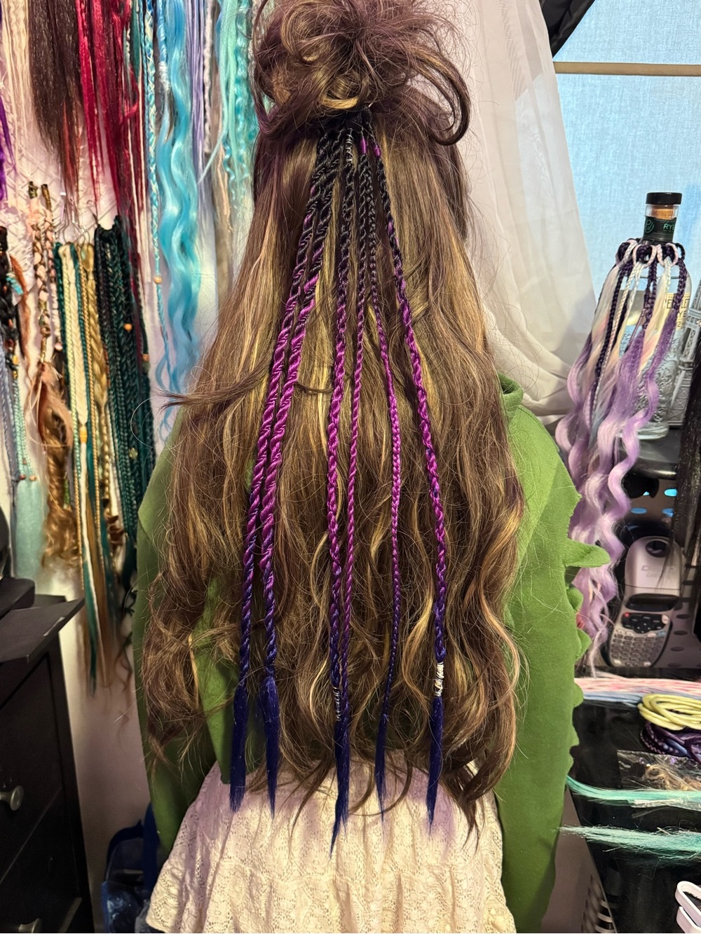 Hair Braided Extensions - Purple and Blue Accent Braids